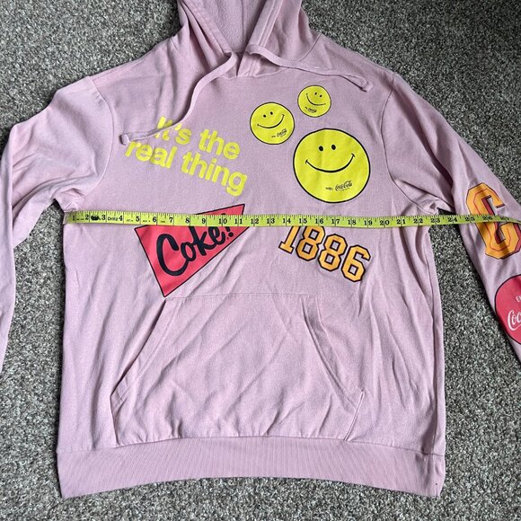 Men's Unisex Coca-Cola Hooded Graphic Pullover Sweatshirt - Pink, Size XL - Picture 3 of 5